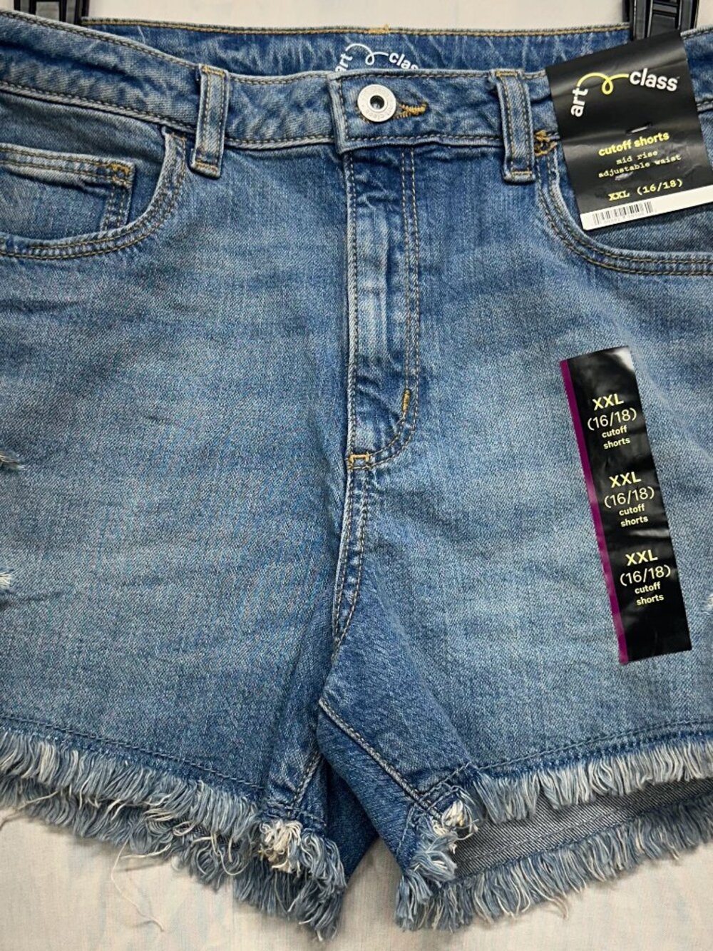 NWT Art Class Target Youth XXL 16/18 Cutoff Denim Shorts Distressed Adjustable